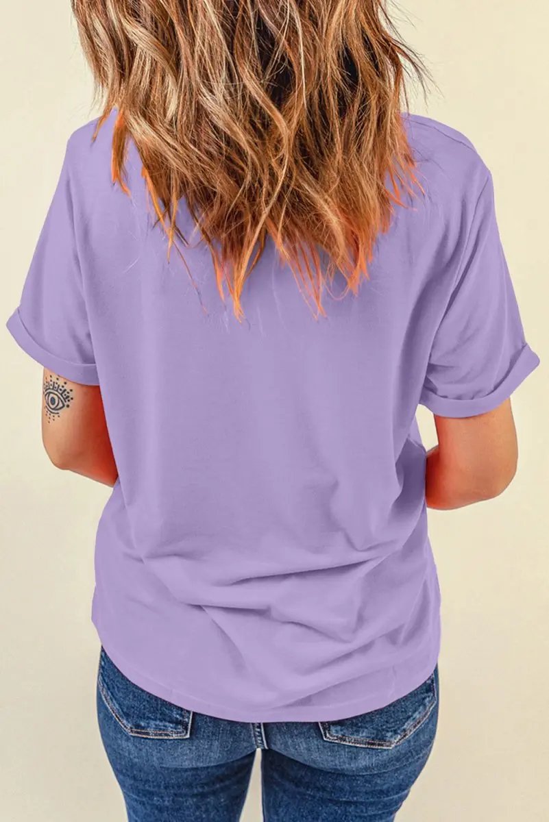 Wisteria Easter Shiny Bunny Graphic Crewneck T Shirt Casual - Love Salve